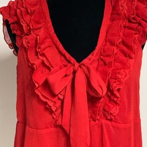 H&M Red Ruffle Tie blouse